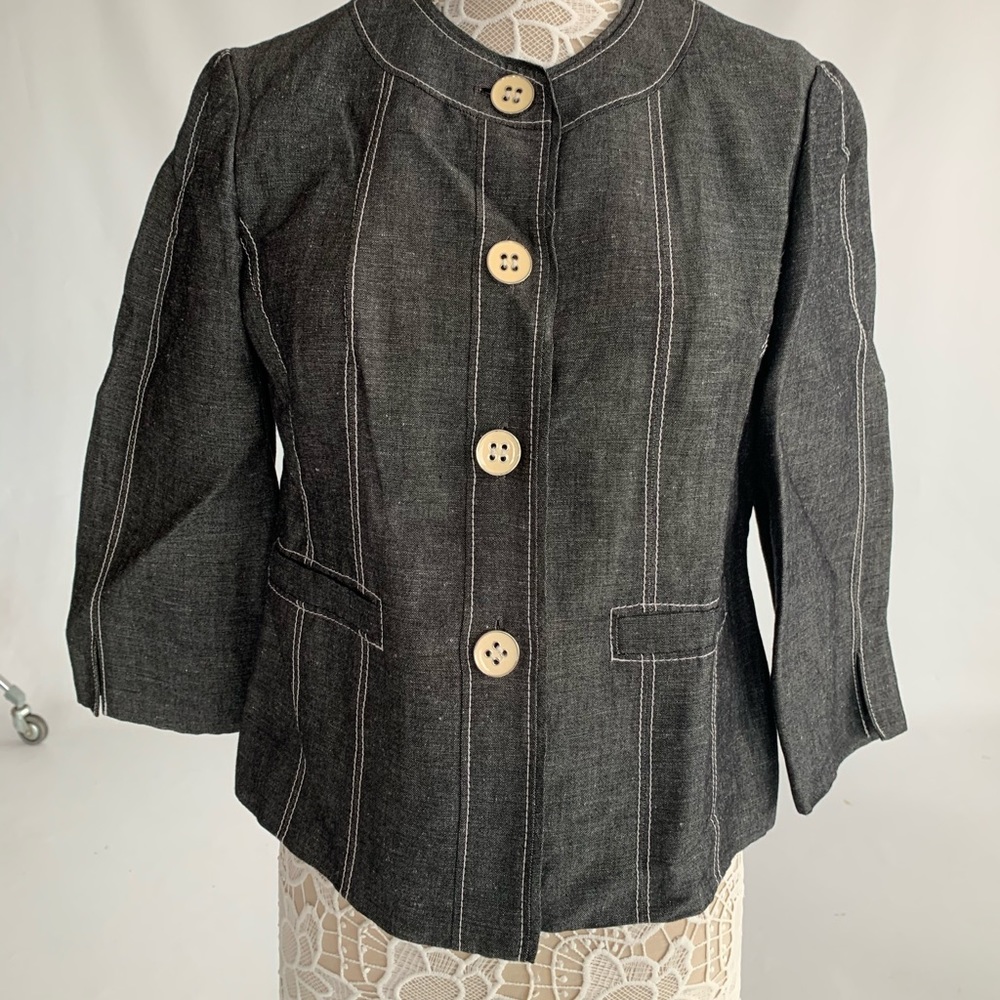 Blazer kasper 12P gray fitted 3/4 sleeve